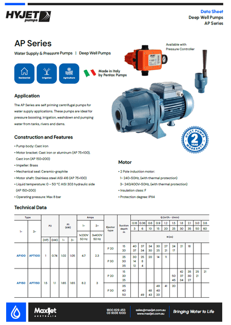 Hyjet AP150-4-1 Cast Iron Deep Well Pump