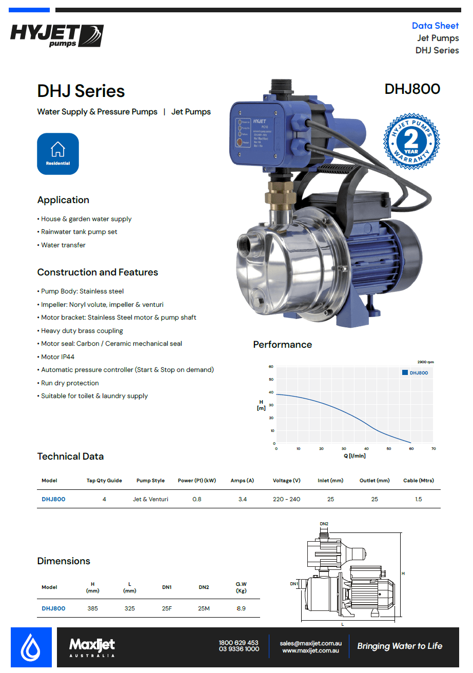 Hyjet DHJ800 Jet Pump