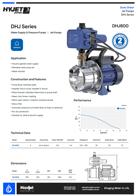 Hyjet DHJ800 Jet Pump