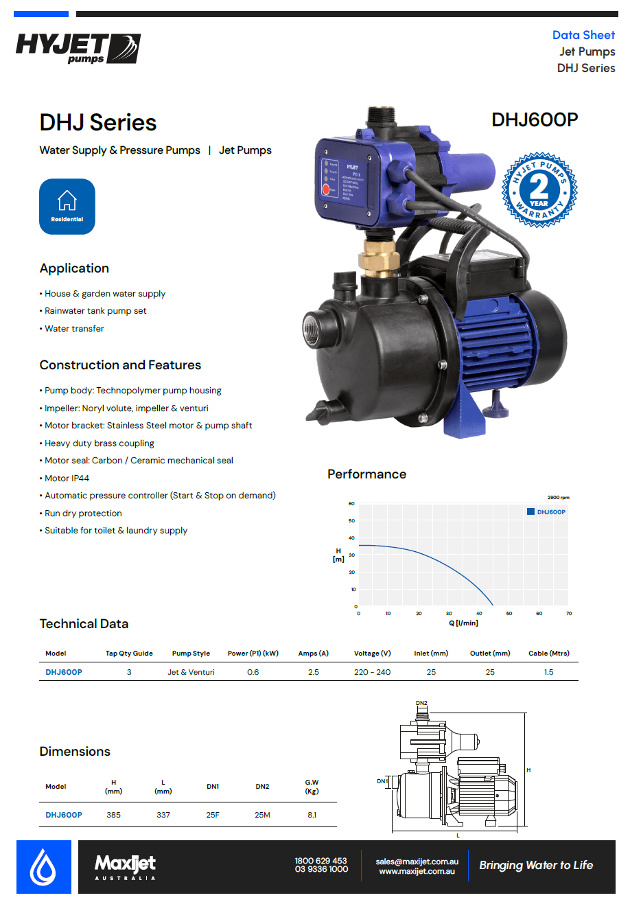 Hyjet DHJ600P Jet Pump