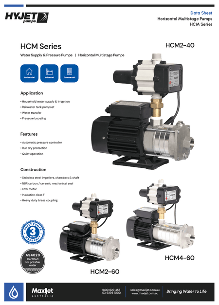 Hyjet HCM4-60 Horizontal Multistage Pressure Pump