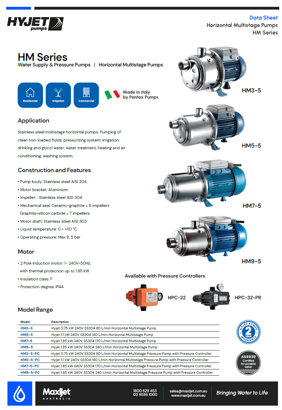 Hyjet HM9-5 Horizontal Multistage Pump