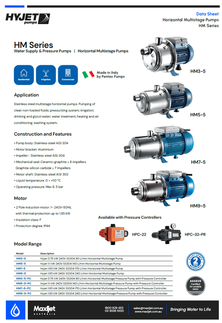 Hyjet HM5-5 Horizontal Multistage Pump