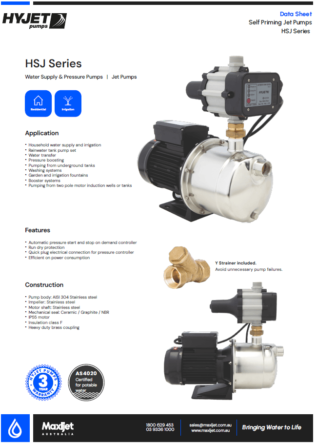 Hyjet HSJ1000 Stainless Steel Jet Pump