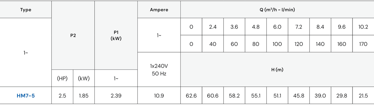 Hyjet HM7-5 Horizontal Multistage Pump